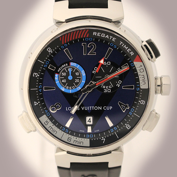 Louis Vuitton(루이비통) Q102DO 44MM 땅부르 레가타 네이비 러버밴드 남성용 시계