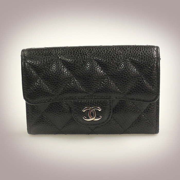 Chanel(샤넬) A80799 블랙 캐비어 금장 COCO로고 카드 지갑 (24번대)