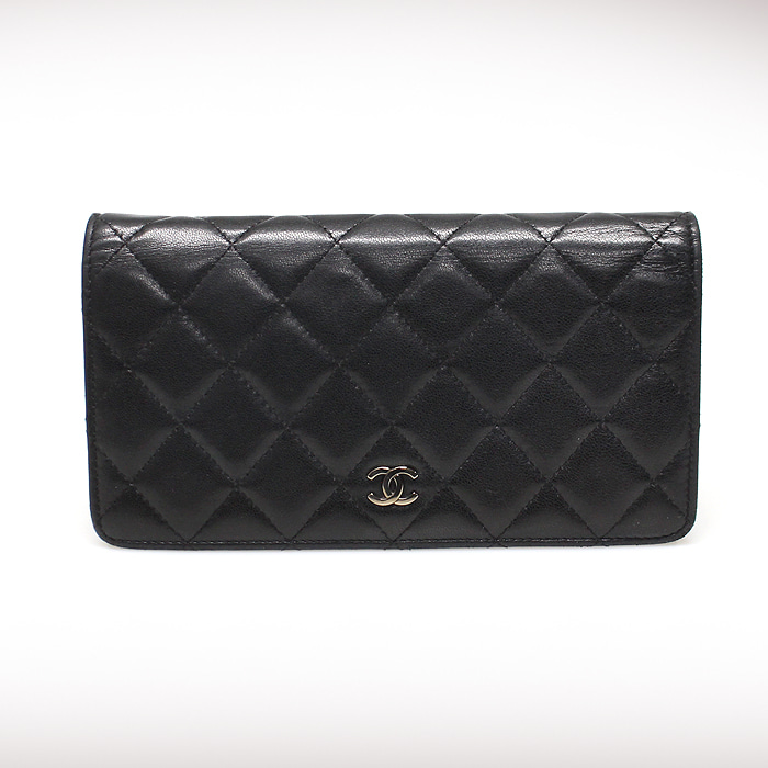 Chanel(샤넬) A31509 블랙 램스킨 은장 클래식 롱 플랩 장지갑 (12번대)