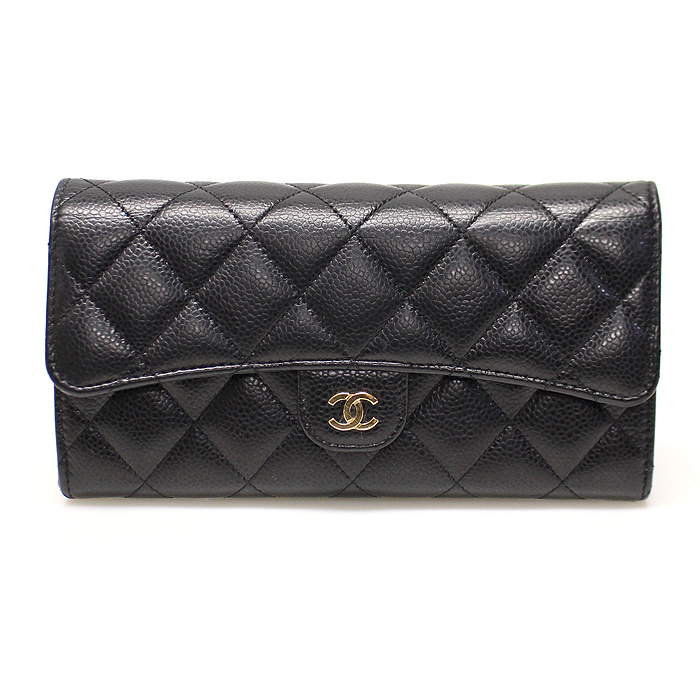 Chanel(샤넬) AP0241 블랙 캐비어 스킨 금장 CC로고 클래식 롱 플랩 장지갑 (29번대)