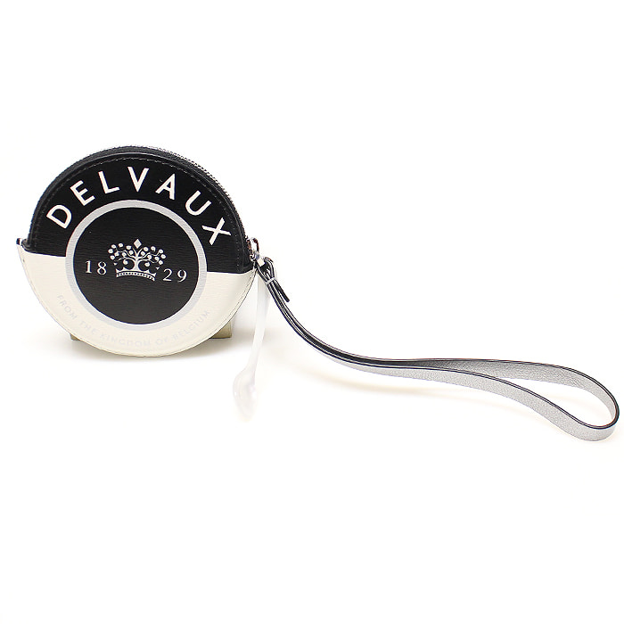 DELVAUX(델보) AB0119AUX180DPA 블랙 화이트 엔틱 실버 Ecu Caviar 스트랩 동전지갑