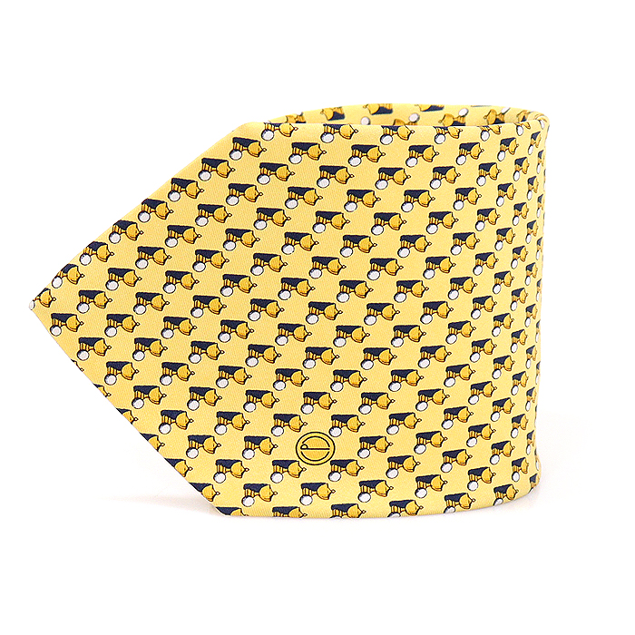 Dunhill(던힐) 100% 실크 옐로우 트로피 패턴 넥타이