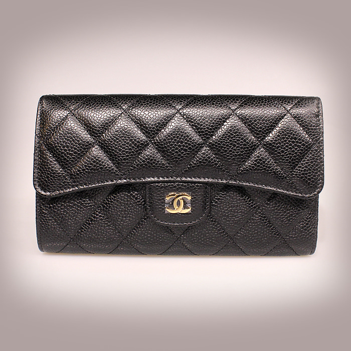 Chanel(샤넬) A31506 블랙 캐비어 금장 COCO로고 플랩 장지갑 (20번대)