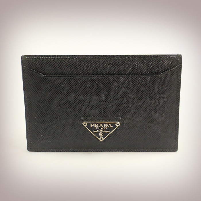 Prada(프라다) 1M0208 블랙 사피아노 트라이앵글 로고 카드 지갑