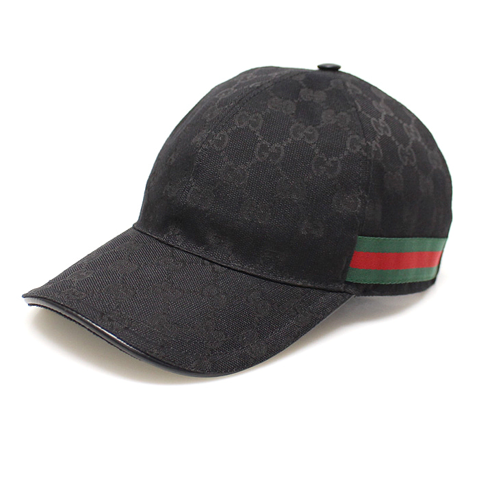 Gucci(구찌) 200035 블랙 오리지널 GG 캔버스 WEB 디테일 야구 모자 L