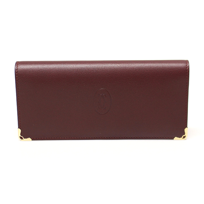 Cartier(까르띠에) L3001360 버건디 카프스킨 머스트 드 까르띠에 인터내셔널 거싯 장지갑