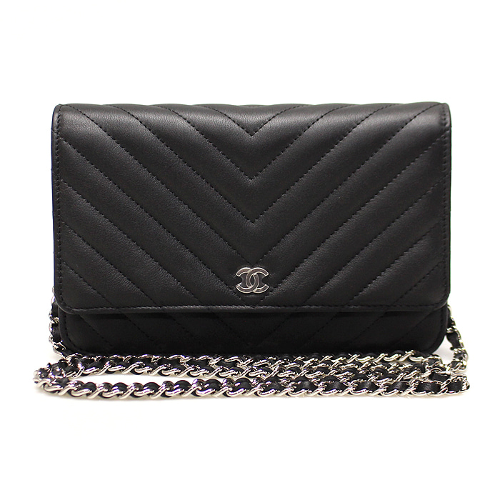 Chanel(샤넬) AP0250 블랙 카프스킨 쉐브론 은장 CC로고 WOC 클래식 체인 지갑 크로스백 (내장칩)