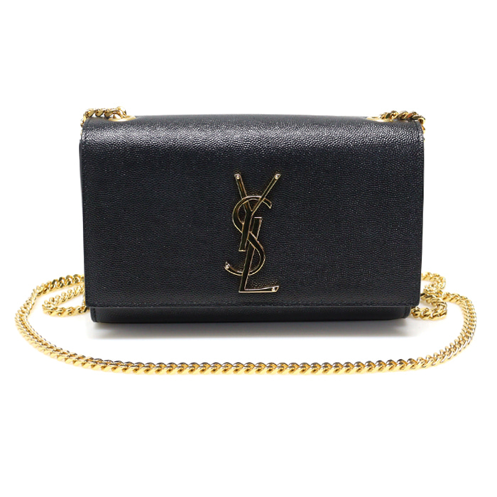 Saint Laurent(생로랑) 469390 블랙 그랑 드 뿌드르 텍스처드 금장 클래식 모노그램 스몰 케이트 사첼 체인 숄더백