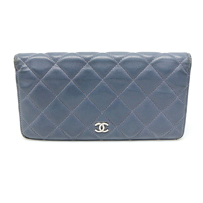 Chanel(샤넬) A31509 블루 램스킨 은장 클래식 롱 플랩 장지갑 (16번대)