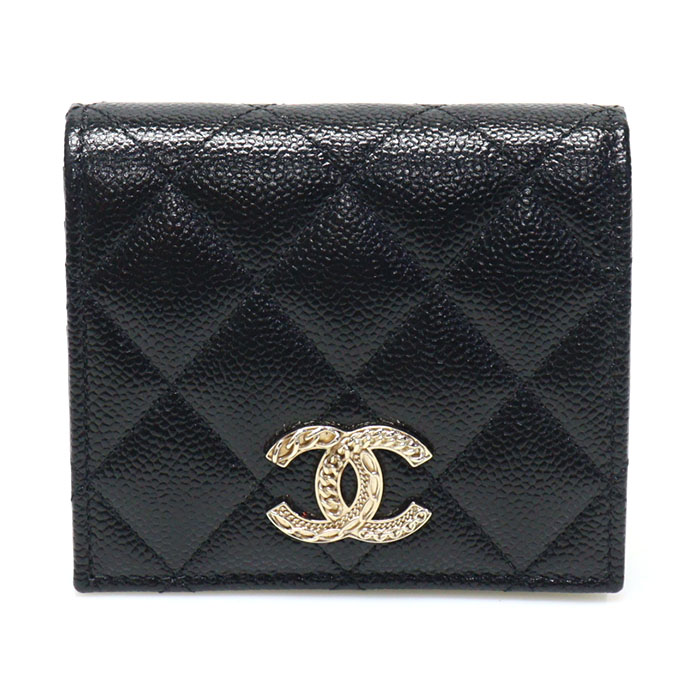 Chanel(샤넬) AP3055 블랙 캐비어 금장 CC로고 더블 반지갑 (내장칩)