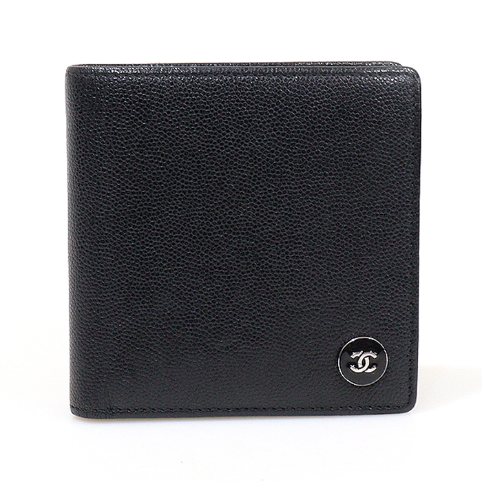 Chanel(샤넬) A84058 블랙 캐비어 에나멜 CC 버튼 스몰 반지갑 (22번대)