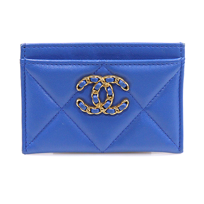 Chanel(샤넬) AP1167 블루 램스킨 금장 CC로고 CHANEL 19 카드 지갑 (내장칩)