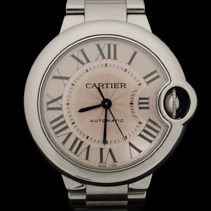 Cartier(까르띠에) WSBB0046 33MM 스틸 오토매틱 핑크판 발롱 블루 드 까르띠에 여성 시계