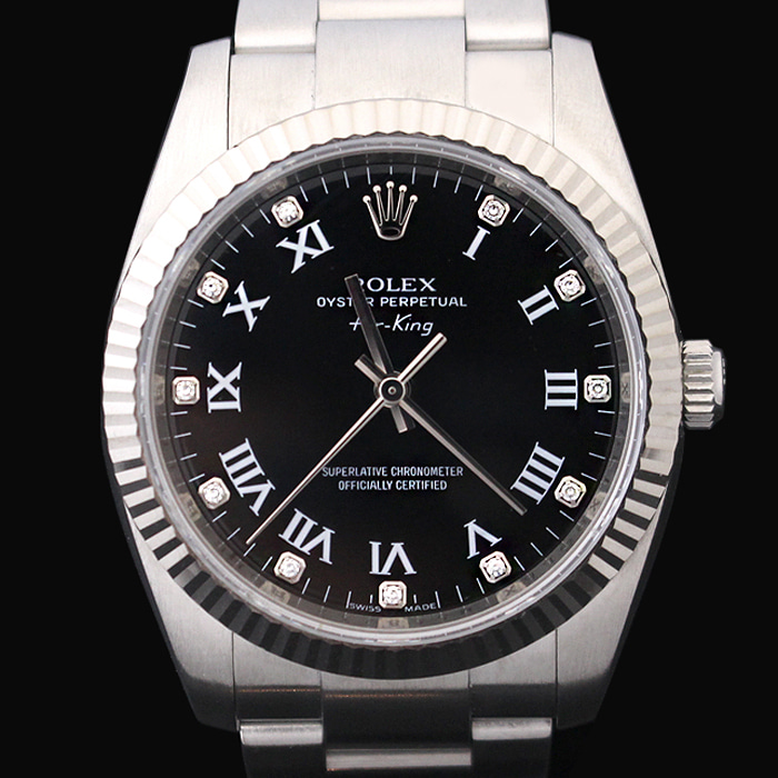 Rolex(로렉스) 114234 34MM 블랙 다이얼 11P 다이아 에어킹 남성용 시계
