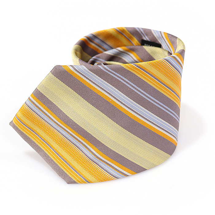 Hermes 100% Silk Gray Multi Color Stripe Pattern Tie
