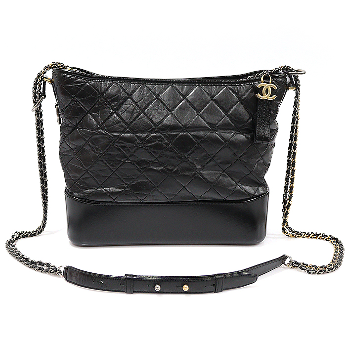 Chanel A93824 Black Vintage Capskin Gabriel Large Hobo Shoulder Bag (No. 24)