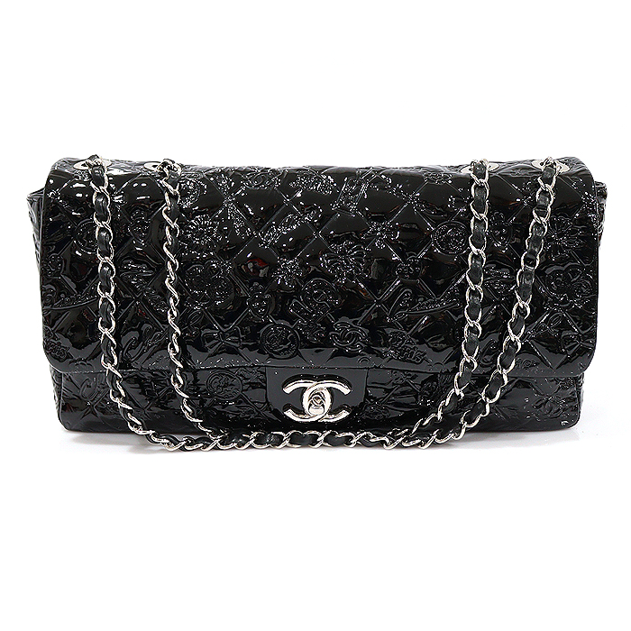 Chanel A49756 Black Fendant CC Logo Silver Chain Icon Flap Shoulder Bag (No. 14)