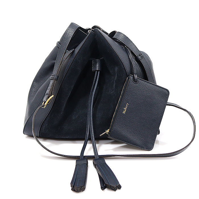 Mulberry HH5869 Navy Silky Carf Skin Suede Trimming Small Millie Bucket Bag Shoulder Bag