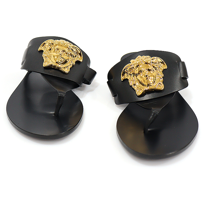Versace DSR012C Black Karpskine Gold Gloss Medusa Head PALAZZO Women&#039;s Pair Slipper 37
