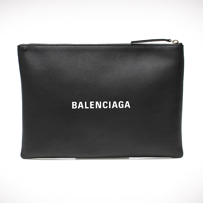 Balenciaga(발렌시아가) 485110 블랙 레더 에브리데이 로고 클러치
