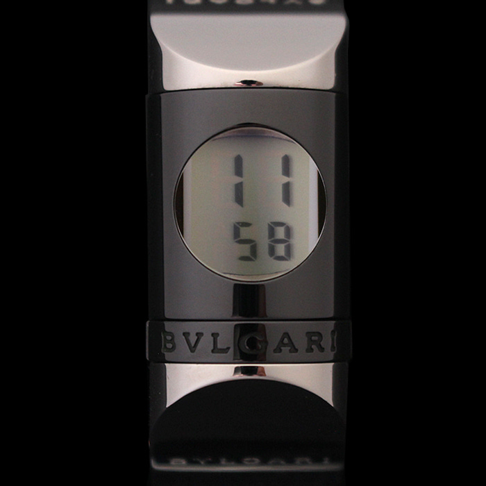 Bvlgari(불가리) IP20SL.M 블랙 세라믹 스틸 쿼츠 디지털 IPNO 가죽밴드 여성 시계