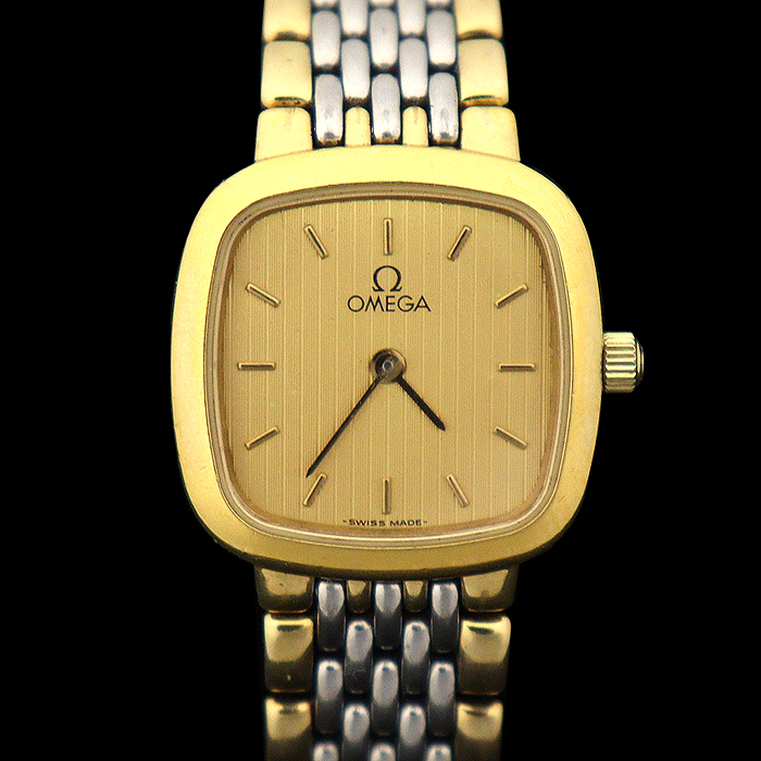 Omega(오메가) 금장 스틸 콤비 쿼츠 드빌 여성 시계