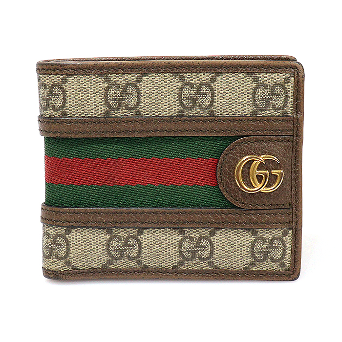 Gucci (Gucci) 597606 GG Supreme Canvas Brown Leather Opedia Half Wallet