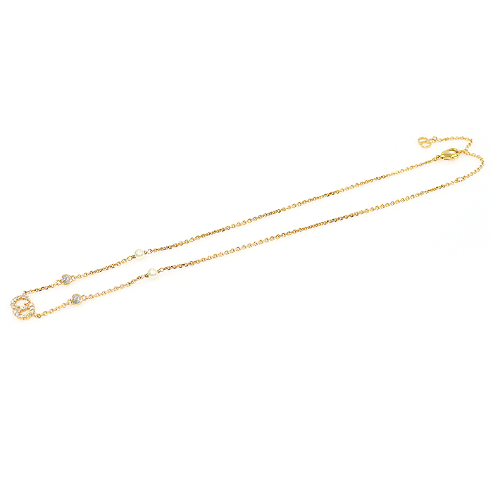 Dior (Christian Dior) N1033CDLCY_D031 Gold Finish Metal White Pearl Crystal CLAI D LUNE Necklace