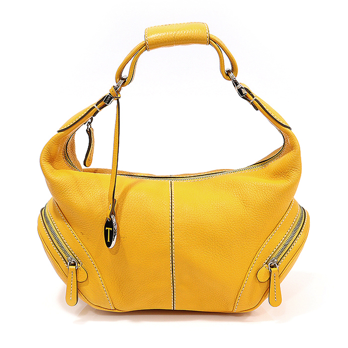 Todd&#039;s Yellow Leather Pebble Decorated CHARLOTTE MEDIA Charlotte Hobo Shoulder Bag