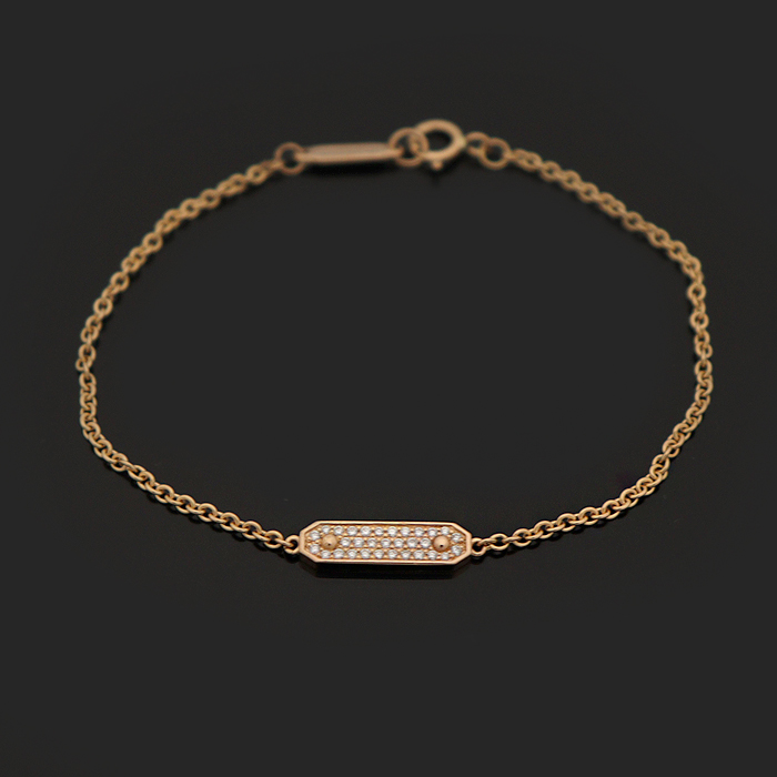 Tiffany&amp;Co 18K Rose Gold Diamond Tag Chain Small Bracelet Women&#039;s Bracelet