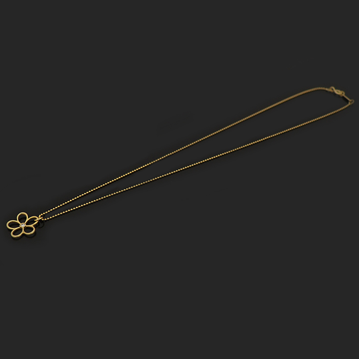 Tiffany &amp; Co. 26546214 18K Yellow Gold 1P Diamond Garden Open Flower Necklace