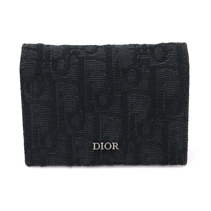 Dior (Christian Dior) 2ESCH136YSE_H03E Black Oblique Jacquard Business Card Wallet