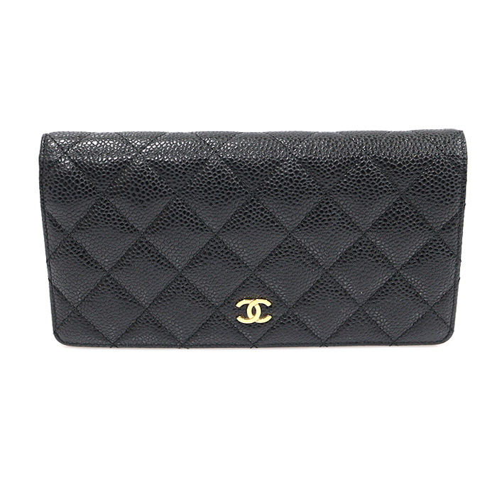 Chanel A31509 Black Cavalry Gold Clothing Classic Long Flap Long Wallet (No. 16)