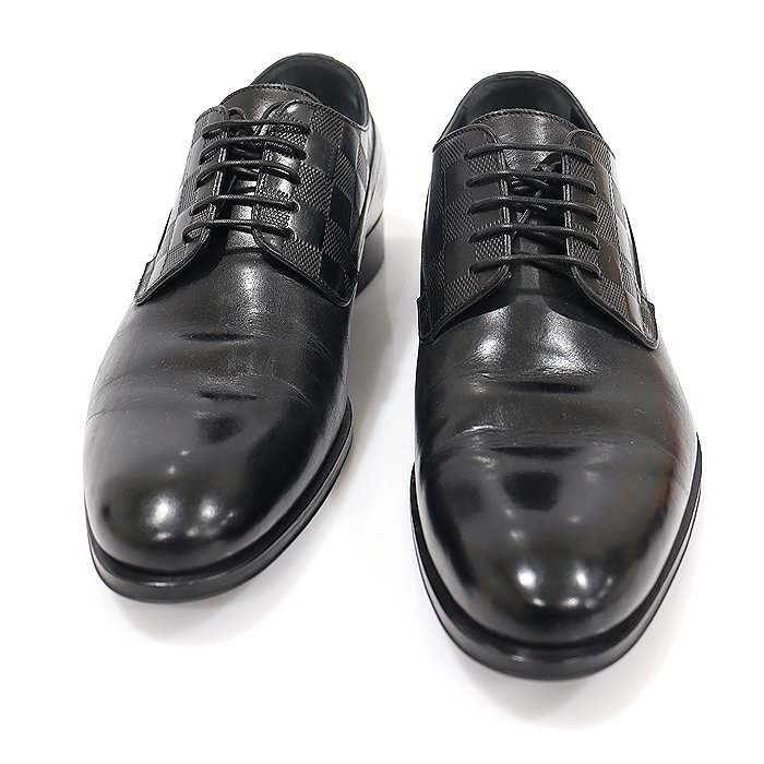 Louis Vuitton (Louis Vuitton) 1A2BHF Black Damier Glazed Kafkin Osman Derby Men&#039;s Shoes 6.5