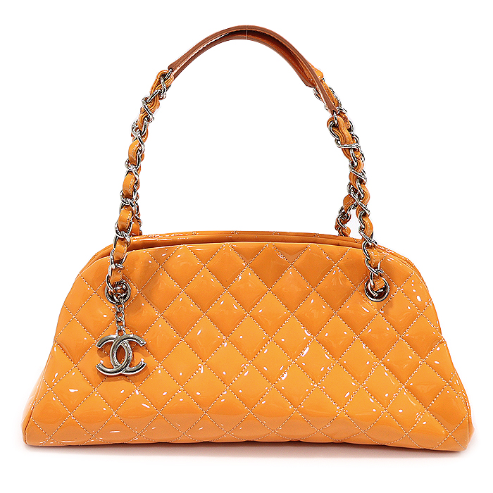 Chanel A50557 Orange Paid Quilting Silver Chain Just Mademoiselle Bowling Medium Shoulder Bags (No. 16)