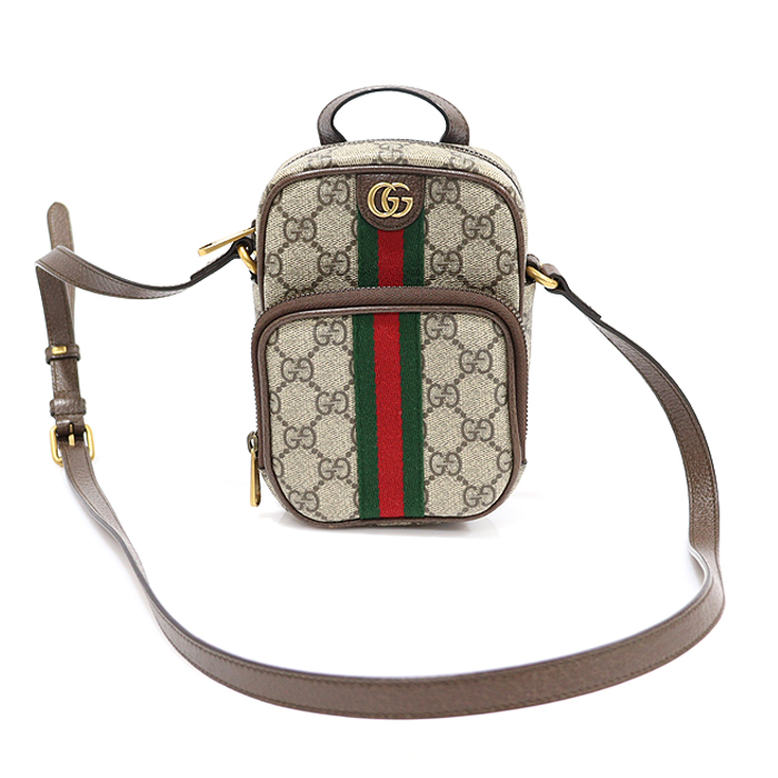 Gucci (Gucci) 671682 GG Supreme Canvas Brown Leather Opedia Mini Crossbag