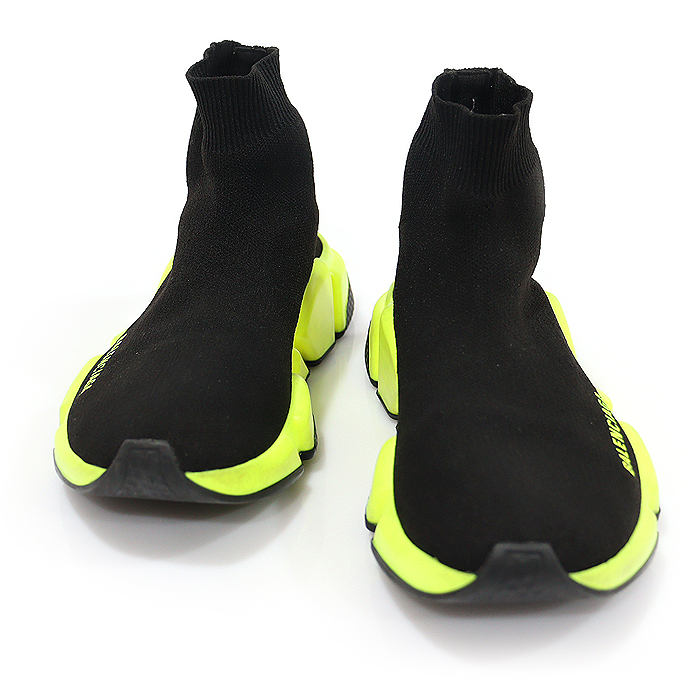 Balenciaga (Valenciaga) 567033 Black Neon Yellow Knit Speed Runner Trainer Women&#039;s Sneakers 36
