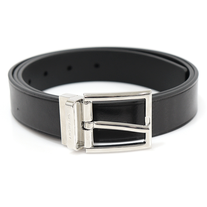 Givenchy (local time) BK401KK0V1 Black Leather Silver Classic Buckle Reversible Double-Sided Men&#039;s Belt 105