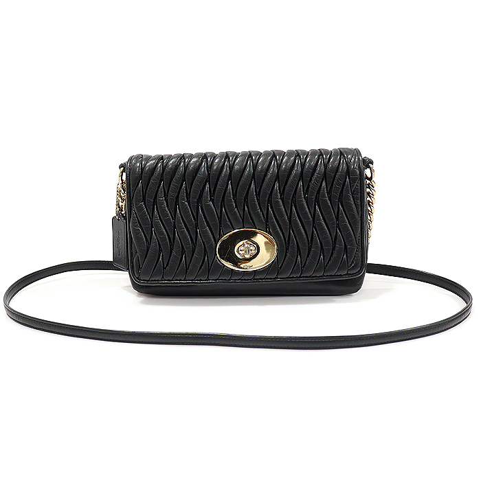 Coach 35970 Black Leather Silver Chain Crosstown Crossback