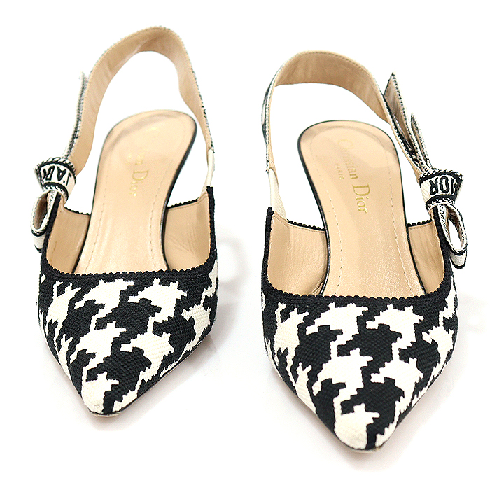 Dior KCP866MPP19W Black White Houndus J&#039;ADIOR J&#039;ADIOR Macro Sling Bag Pumps Women&#039;s Shoes 37.5