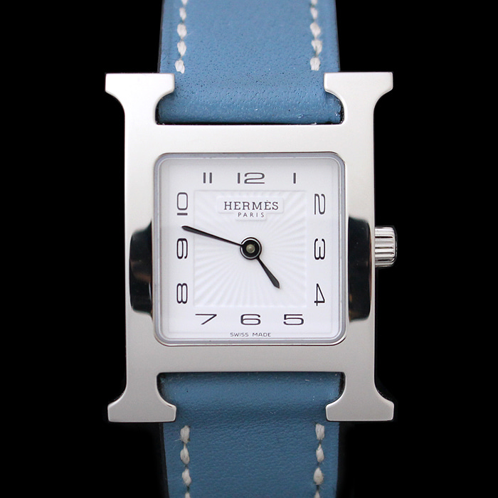 Hermes(에르메스) 18년 HH1.210 은장 블루진 싱글 스트랩 H아워 PM 시계 (A각인)