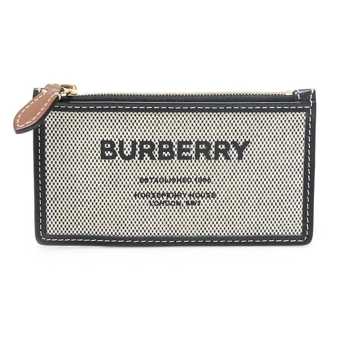 Burberry(버버리) 80418371 호스페리 프린트 코튼 캔버스 레더 지퍼 카드 케이스