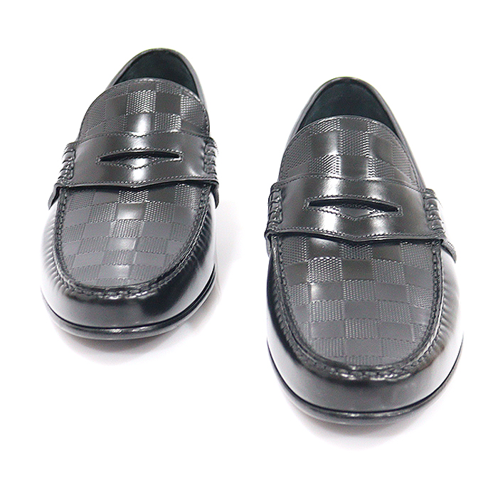Louis Vuitton (Louis Vuitton) Black Damier Embossed Leather Penny Men&#039;s Roper 7