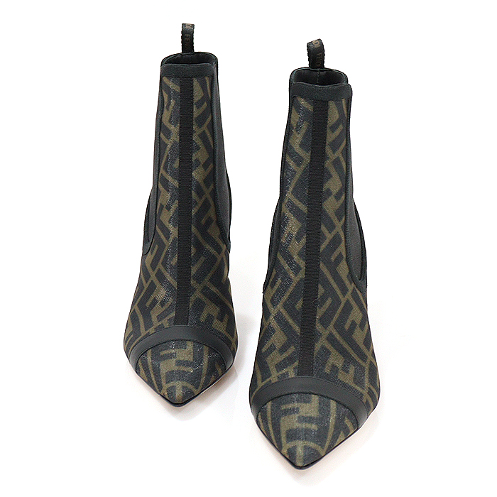 Fendi (Fendi) 8T7065 FF Logo Black Mesh Colibri High Heels Women&#039;s Ankle Boots 35.5