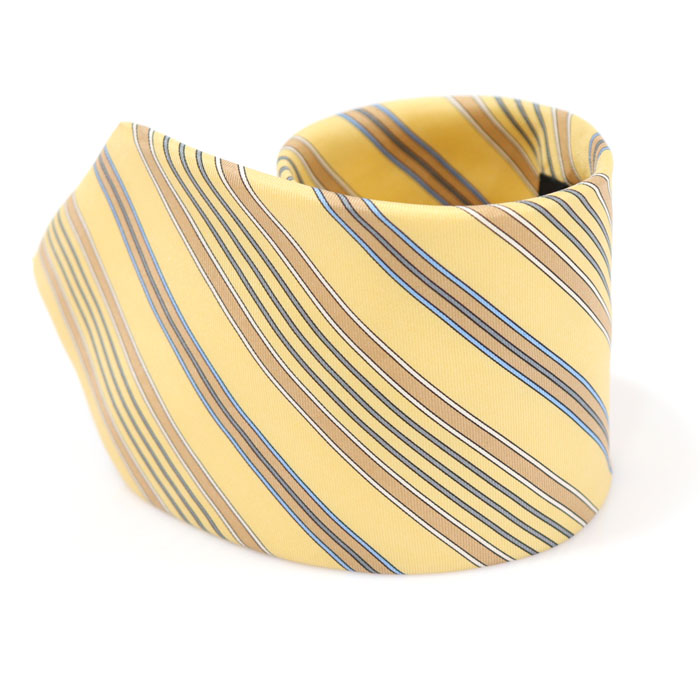 Nina Ricci 100% Silk Yellow Stripe Patterned Tie