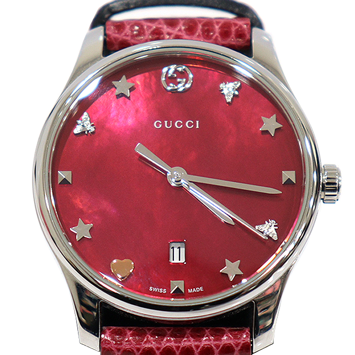 Gucci (Gucci) 483485 YA126584 126.5 29 MM Steel Quartz mother-of-pearl plate G Timeless slim women&#039;s watch
