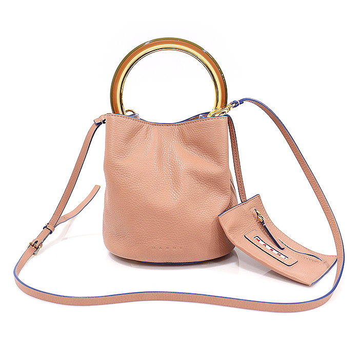 Marni SCMPU09T15 Pink Capskin Gold Top Handle PANNIER Panier Bucket Bag 2WAY