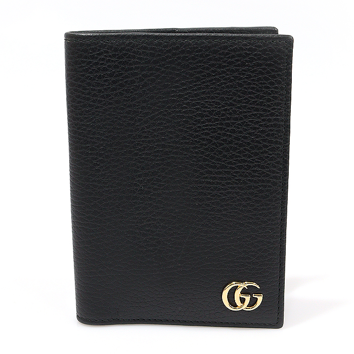 Gucci (Gucchi) 598588 Black Capskin Gold Medal GG Mamong Passport Wallet