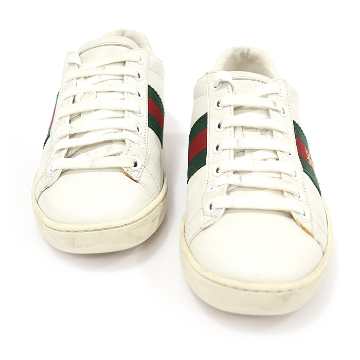 Gucci (Gucci) 431942 White Leather WEB Honeybee Embroidery Ace Women Sneakers 35