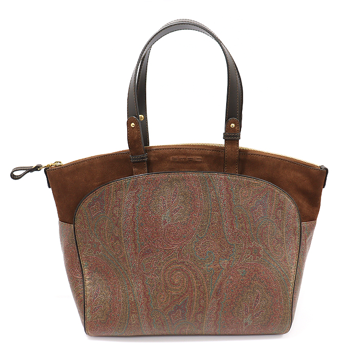Etro 1F709-2220 PVC Paisley suede trimming tote bag